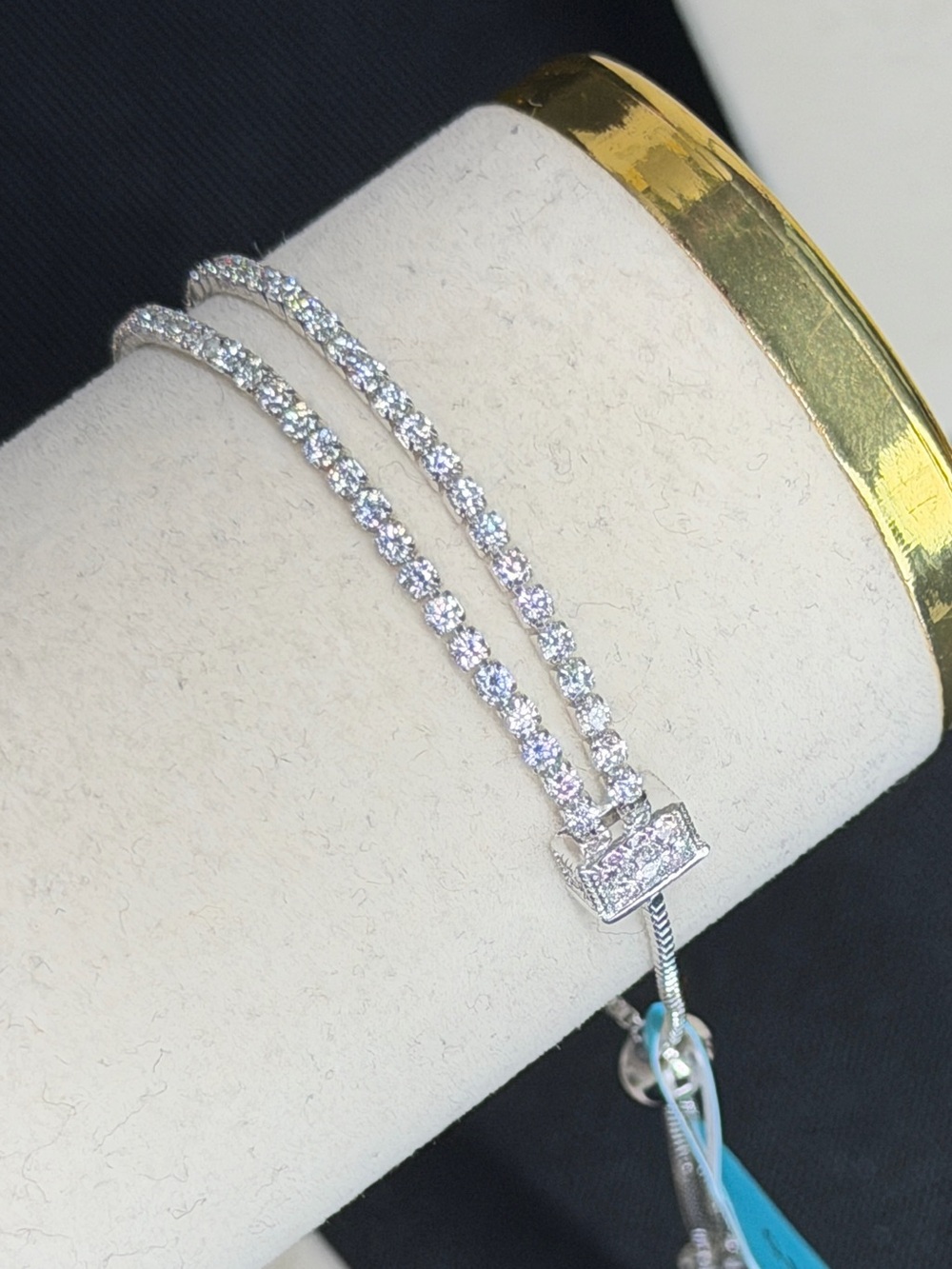 .52CTW moissanite adjustable 2 strand bracelet 18k white gold retail $400